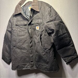 Vintage Carhartt C03 BLK Canvas Chore Coat Mens 48XL Faded Black Workwear Jacket